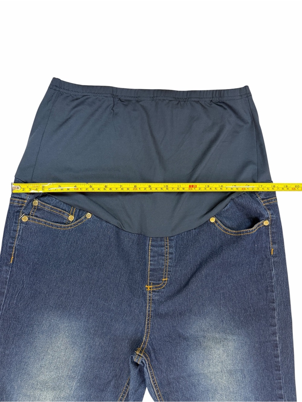 Maternity Dark Blue Capri Length Jeans with Stretch Panel - Picture 4 of 5
